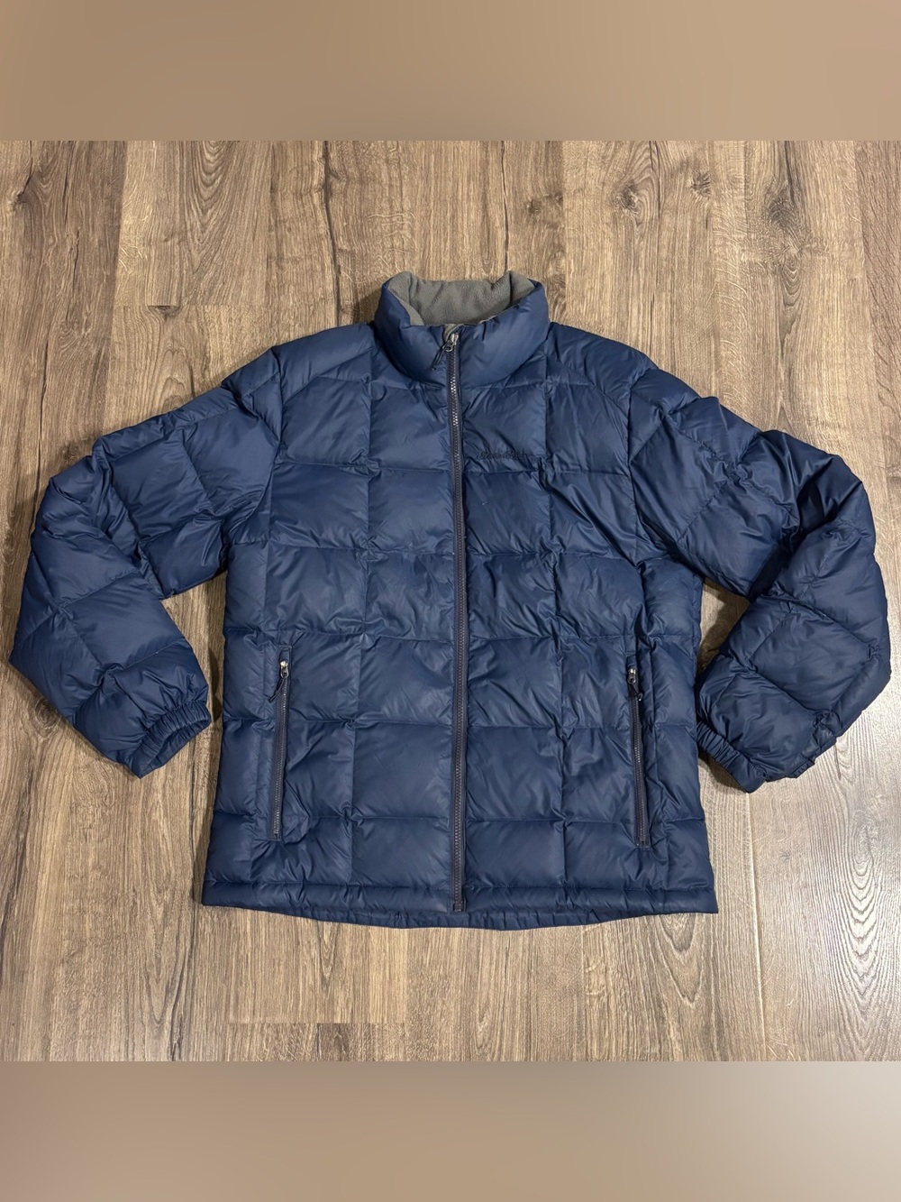 Eddie Bauer Down Blue Quilted Puffer Jacket Square Baffle / Men’s Size Medium